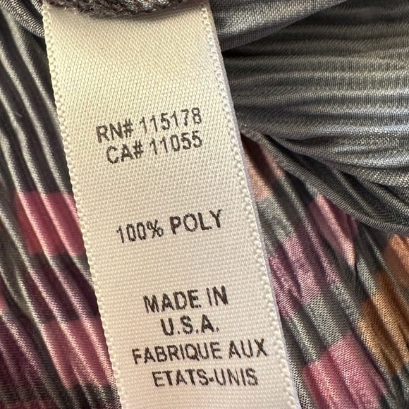 KOMAROV Button Front Lace Sleeve and Detail Crinkle Multicolor Shirt Top Dress L - Picture 8 of 9